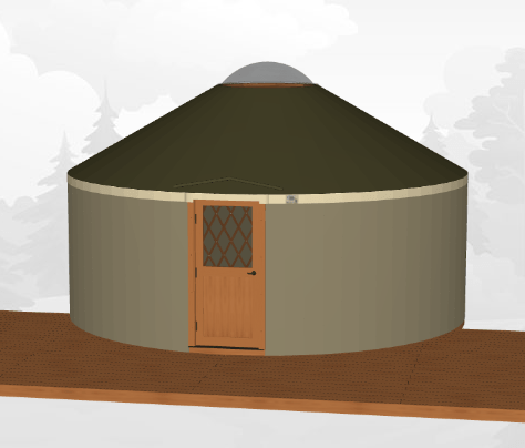 Dark Linen Side with Olive Top 20 ft yurt in-stock - Pacific Yurts Dark Linen Side with Olive Top 20 ft yurt in-stock