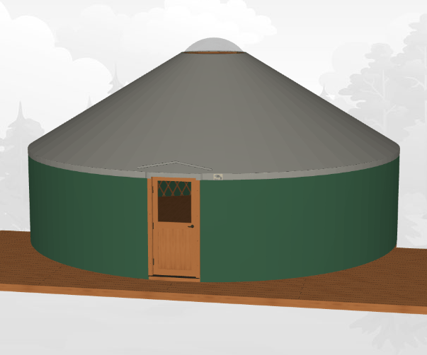 Forest Green Side with Dark Gray Top 30 ft yurt in-stock - Pacific Yurts Forest Green Side with Dark Gray Top 30 ft yurt in-stock
