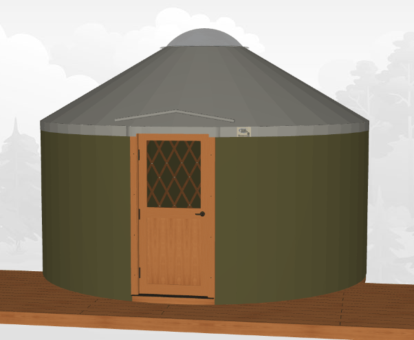 Olive Side with Dark Gray Top 16 ft yurt in-stock
